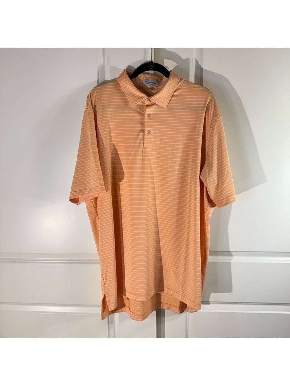 Peter Millar Summer Comfort Peach Striped Performance Polo/Golf Shirt XL